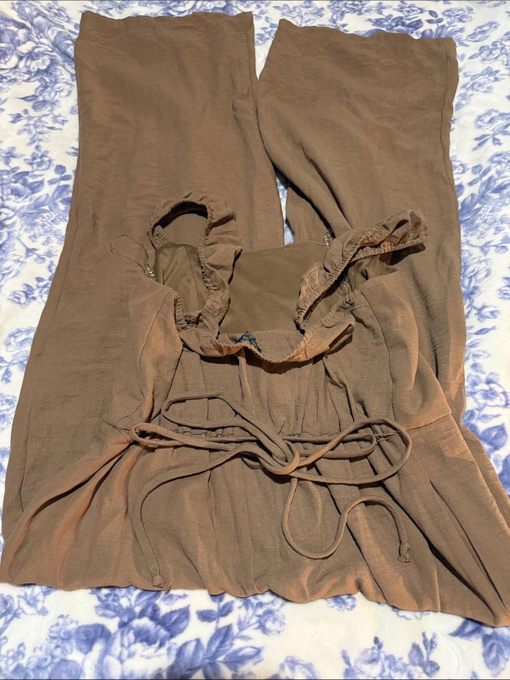 Lily Rose Brown Wide-Leg Jumpsuit